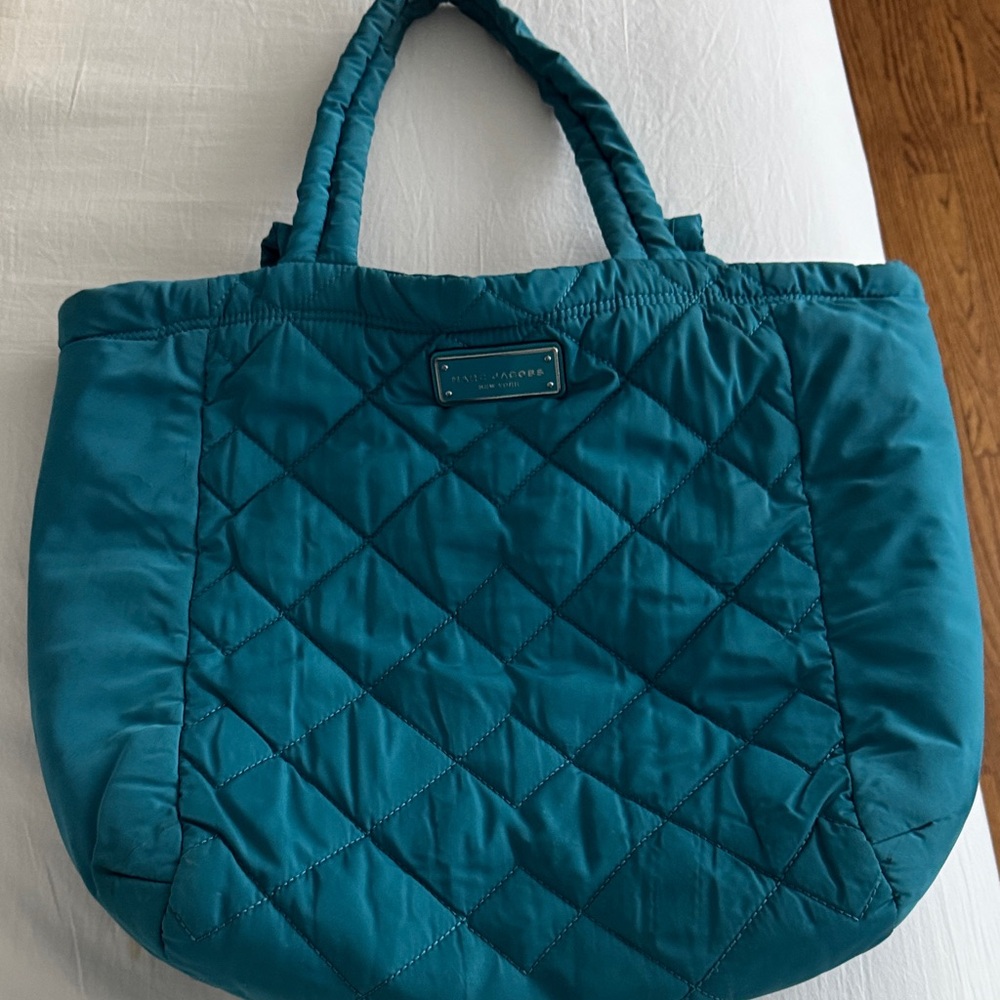 Marc Jacobs Quilted Teal Tote with Top Handles